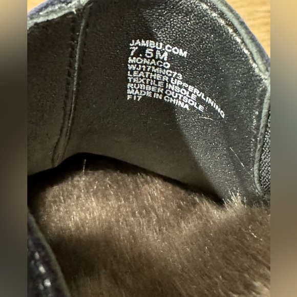 NEW Jambu Monaco Faux Fur Blue Floral Leather Mule/Clog Size 7.5 - Picture 9 of 9